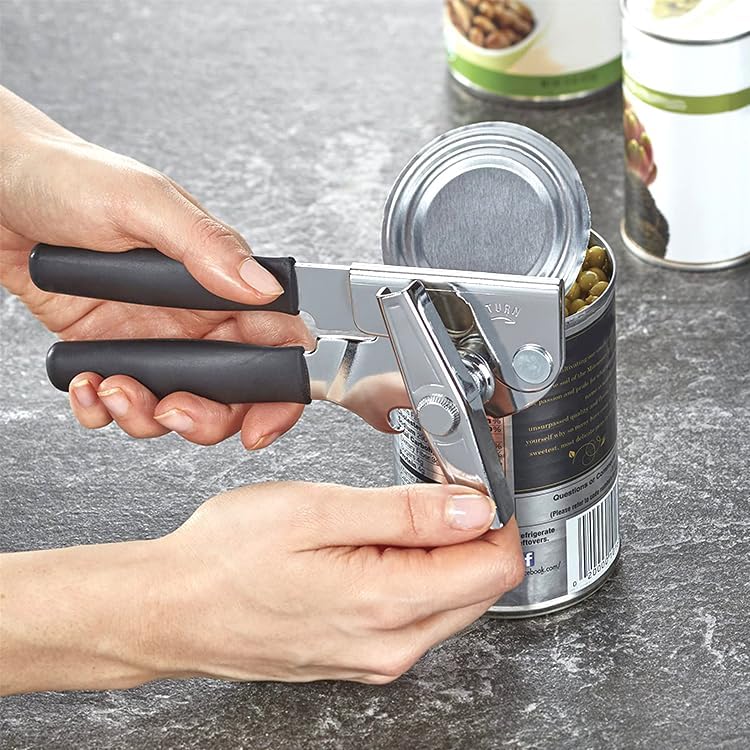 2 Pack Commercial Grade Heavy Duty Manual Can Opener with Easy Crank Oversized Turning Knob, Super Thick 20GA 2.0mm Steel with Chrome Plate Finish, Fit All Size Large Cans