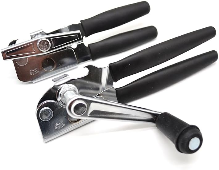 2 Pack Commercial Grade Heavy Duty Manual Can Opener with Easy Crank Oversized Turning Knob, Super Thick 20GA 2.0mm Steel with Chrome Plate Finish, Fit All Size Large Cans