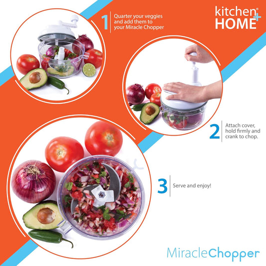 Manual Food Chopper - 5 in 1 Miracle Chopper, Salsa Maker, Blender, Slicer, Shredder and Julienne – As Seen on TV Manual Food Processor