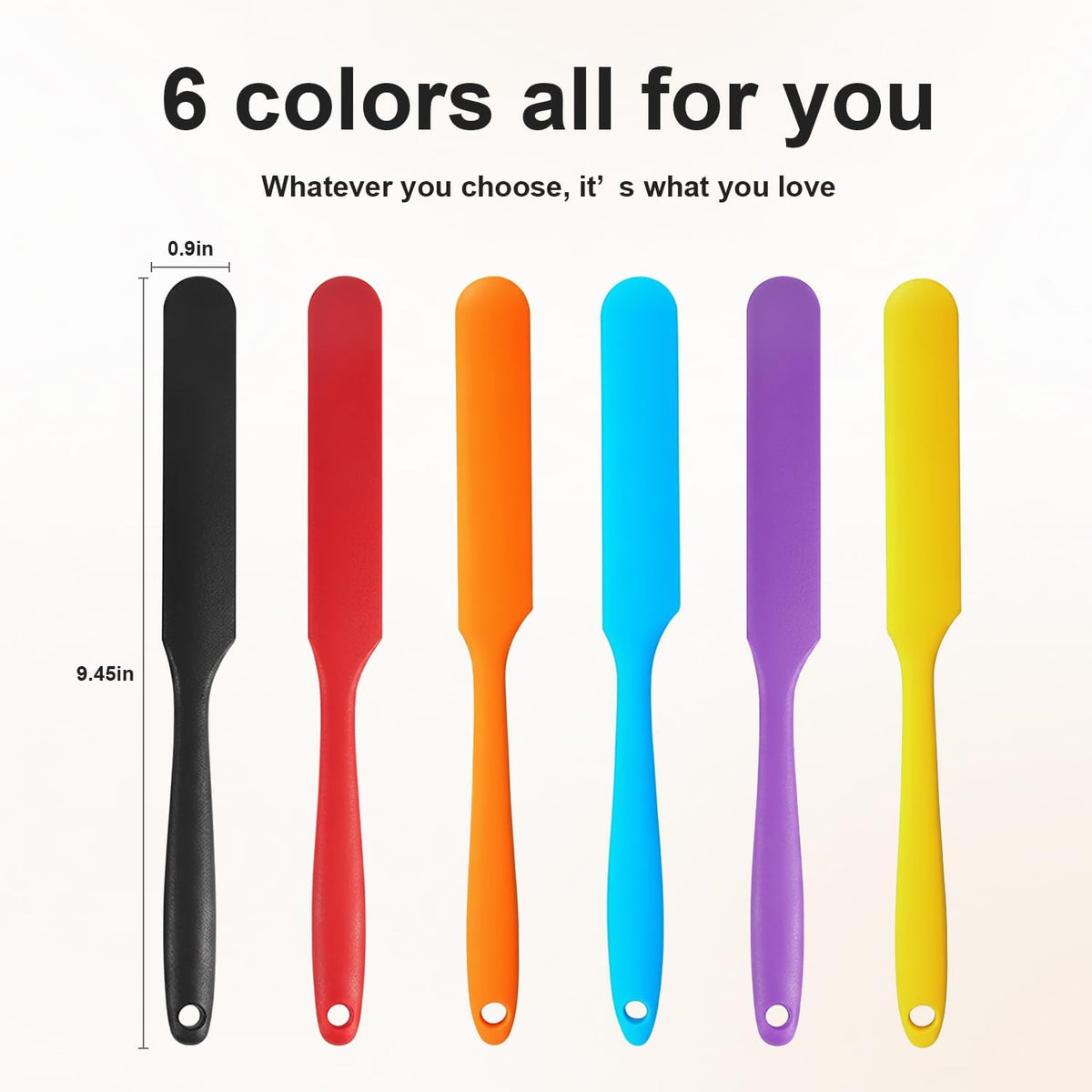 Silicone Jar Spatula Set, Long Handle Heat Resistant Skinny Spatulas for Jars & Bottles, Non-Stick Flexible Scrapers for Baking, Mixing, Jam, Cake Cream & Butter Spreading(6 colors）