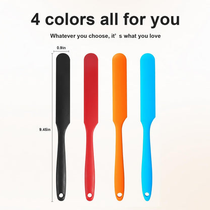 Silicone Jar Spatula Set, Long Handle Heat Resistant Skinny Spatulas for Jars & Bottles, Non-Stick Flexible Scrapers for Baking, Mixing, Jam, Cake Cream & Butter Spreading(6 colors）