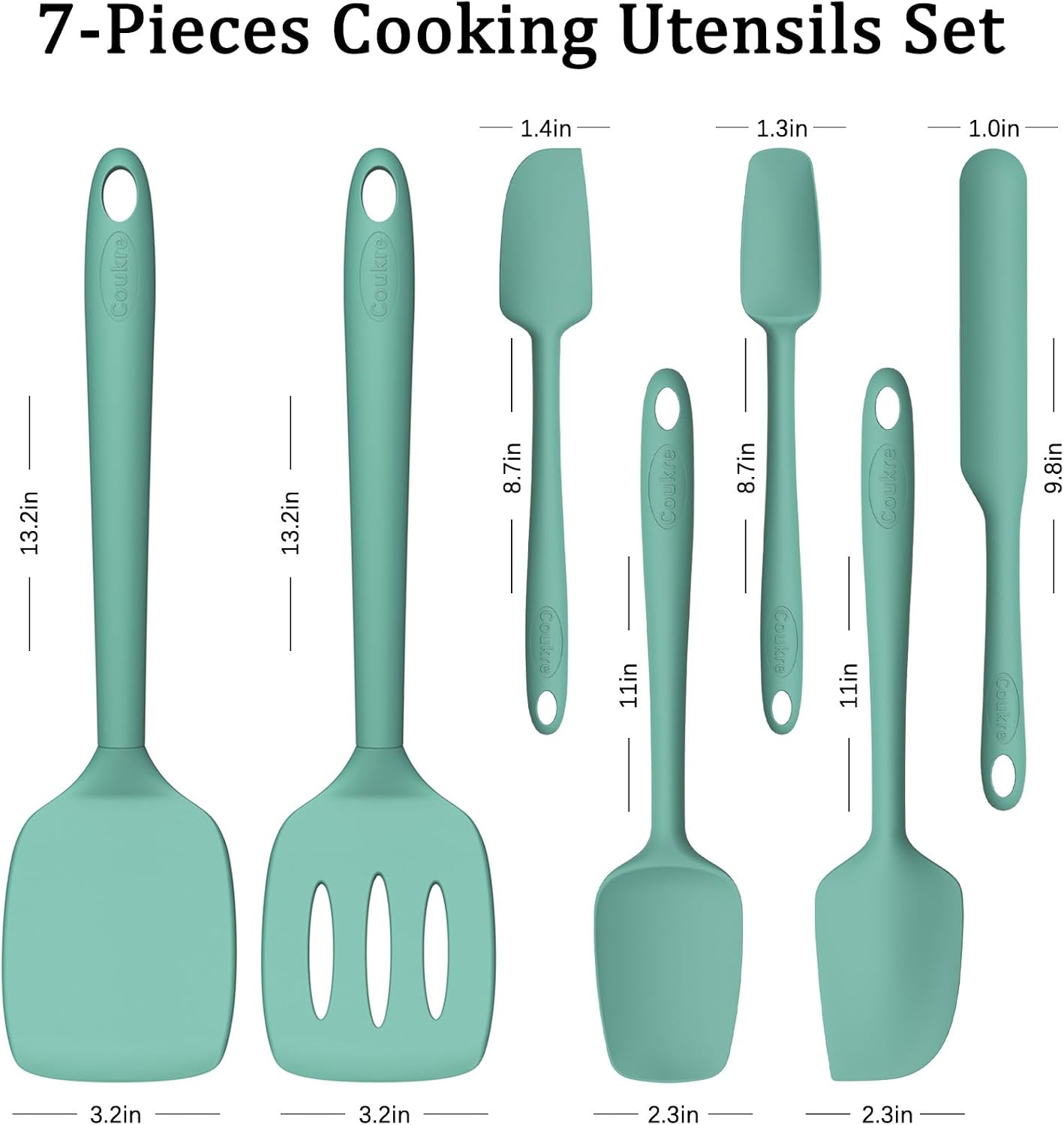 3 Pack Silicone Spatula Set, Heat Resistant to 500°F, BPA-Free | Fish Spatula, Solid & Slotted Turners, Dishwasher Safe, Spatula Set for Eggs, Pancakes, Fish & Burgers, PureBlack