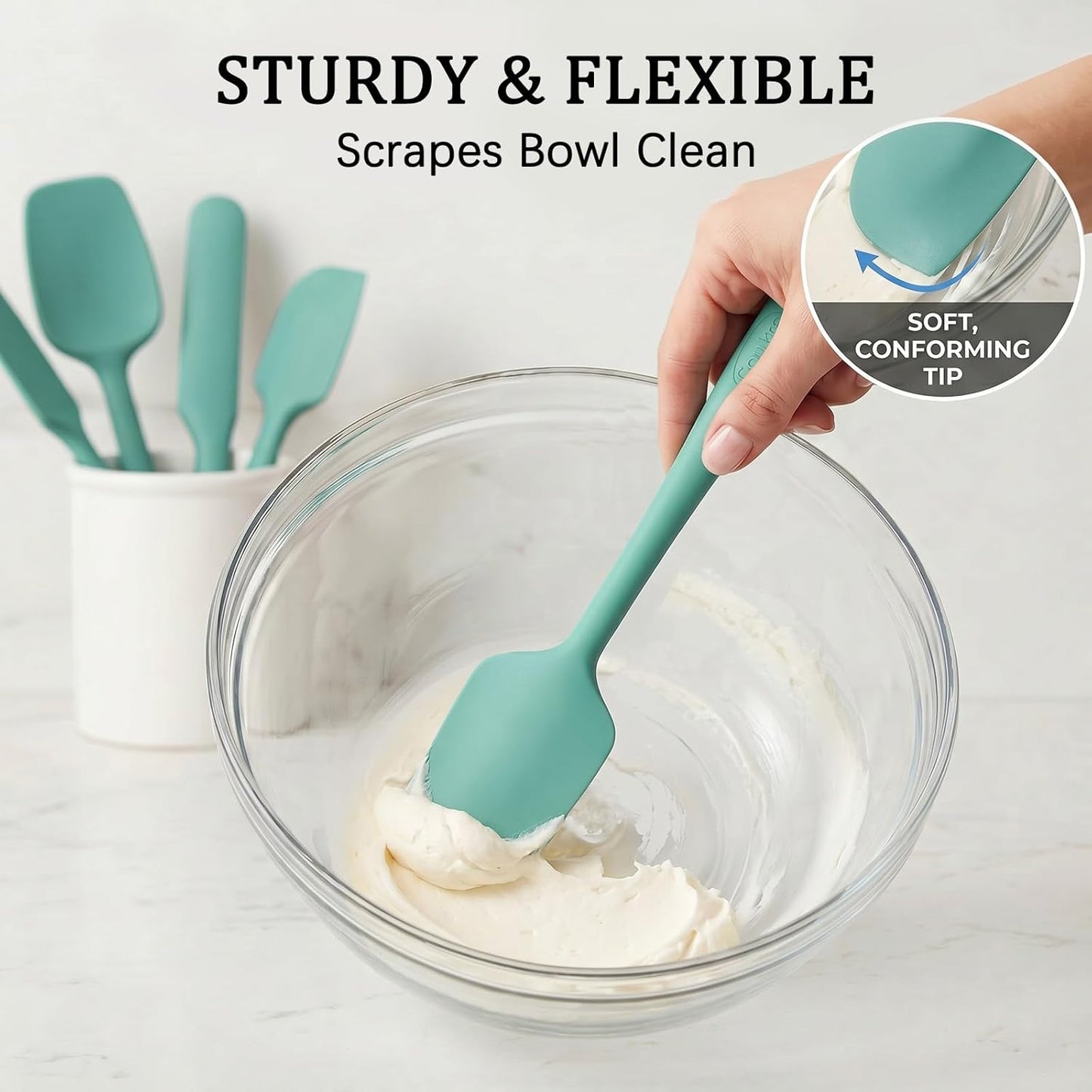 3 Pack Silicone Spatula Set, Heat Resistant to 500°F, BPA-Free | Fish Spatula, Solid & Slotted Turners, Dishwasher Safe, Spatula Set for Eggs, Pancakes, Fish & Burgers, PureBlack
