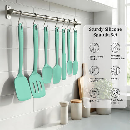 3 Pack Silicone Spatula Set, Heat Resistant to 500°F, BPA-Free | Fish Spatula, Solid & Slotted Turners, Dishwasher Safe, Spatula Set for Eggs, Pancakes, Fish & Burgers, PureBlack