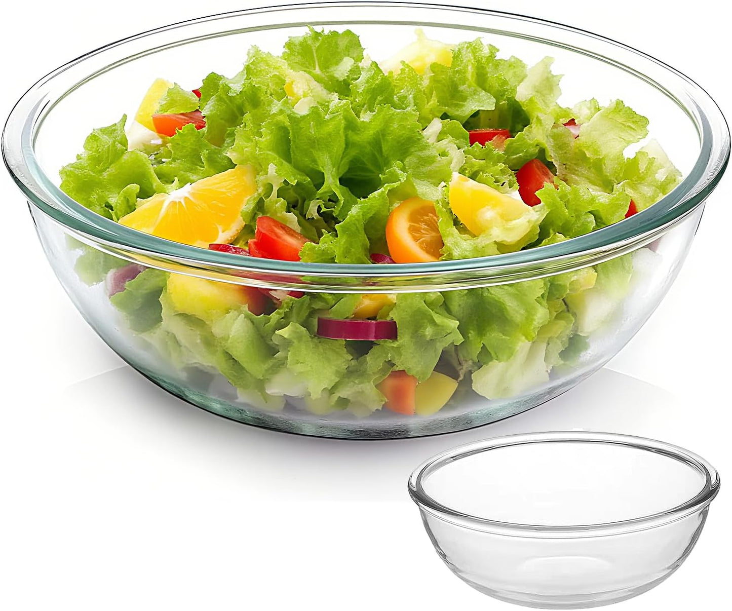4.7 Qt Extra Large Glass Mixing Bowls, Clear Glass Bowl with Lid, Big Salad Bowl for Salad Fruit Bread Storage (4.7qt)