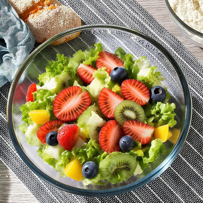 4.7 Qt Extra Large Glass Mixing Bowls, Clear Glass Bowl with Lid, Big Salad Bowl for Salad Fruit Bread Storage (4.7qt)