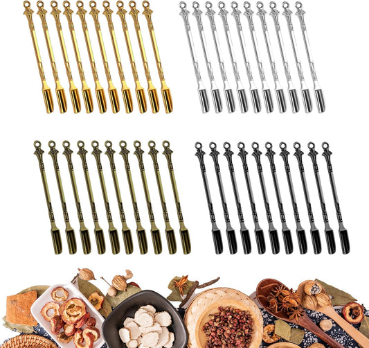 40 PCS Mini Spoons, Tiny Metal Mini Shovel Spoons for Powder, Metal Spoon Power Scoop Tableware Charm Kitchen Pendant Spoon for Measuring Spices,Herbs,Powder,Coffee,Sugar