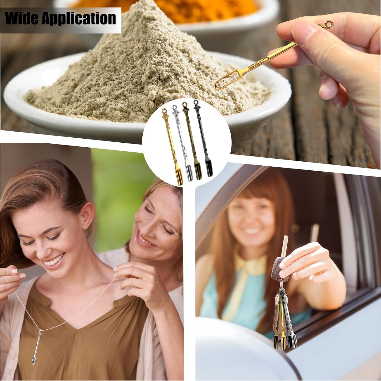 40 PCS Mini Spoons, Tiny Metal Mini Shovel Spoons for Powder, Metal Spoon Power Scoop Tableware Charm Kitchen Pendant Spoon for Measuring Spices,Herbs,Powder,Coffee,Sugar