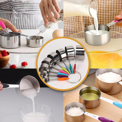 Stainless steel measuring cup set consisting of 8 cups