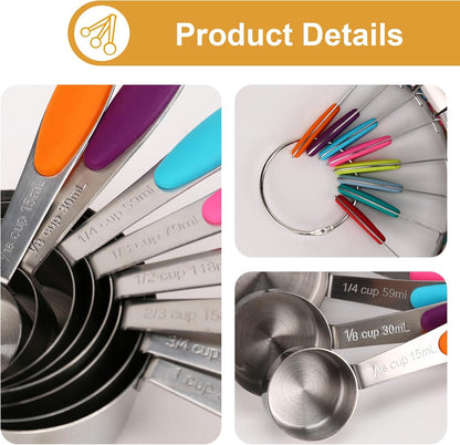 Stainless steel measuring cup set consisting of 8 cups