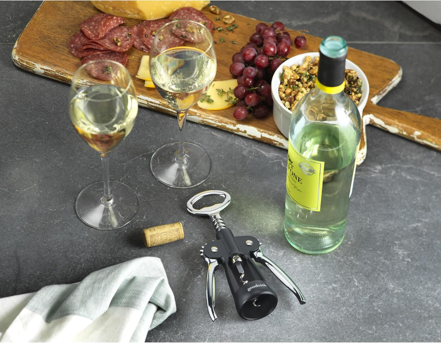Gourmet Deluxe Winged Corkscrew, Stainless Steel Worm, Universal Fit For All Cork Sizes