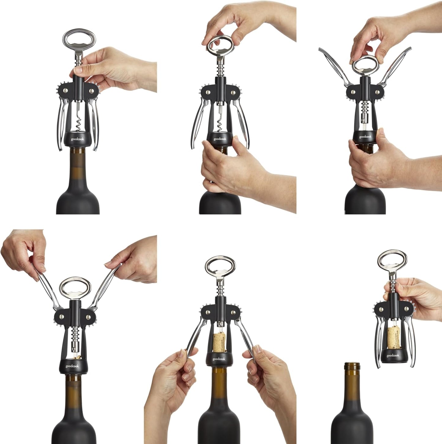 Gourmet Deluxe Winged Corkscrew, Stainless Steel Worm, Universal Fit For All Cork Sizes