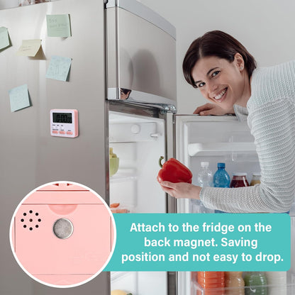6 Pcs Digital Kitchen Timer 24 Hour Alarm, Multicolor