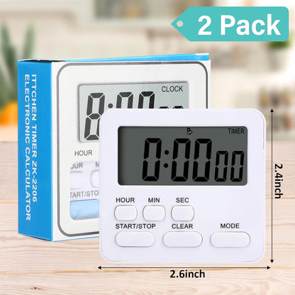 6 Pcs Digital Kitchen Timer 24 Hour Alarm, Multicolor