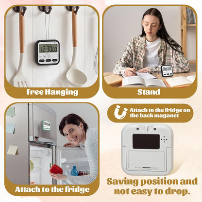 6 Pcs Digital Kitchen Timer 24 Hour Alarm, Multicolor