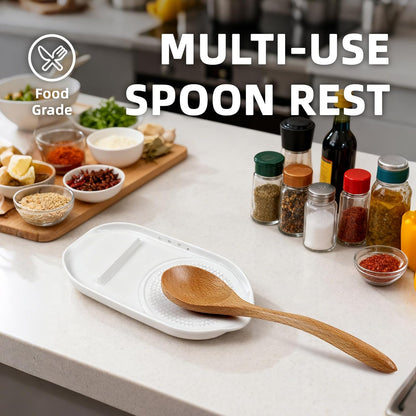 Garlic Grater Plate, 4 in 1 Ceramic Egg Cracker, Spoon Rest, Herb Stripper Bowl for Kitchen, Porcelain Garlic Ginger Grater with Brush & Silicone Pad for Grinding Wasabi, Ginger, Garlic, Cheese