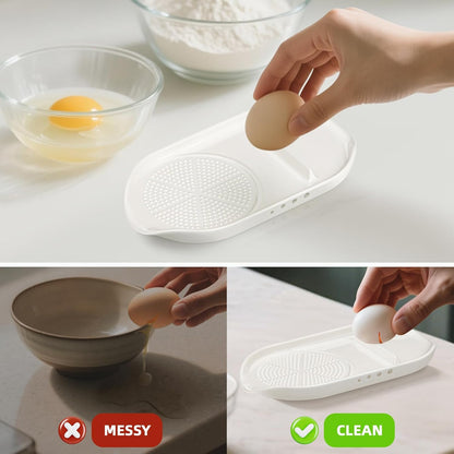 Garlic Grater Plate, 4 in 1 Ceramic Egg Cracker, Spoon Rest, Herb Stripper Bowl for Kitchen, Porcelain Garlic Ginger Grater with Brush & Silicone Pad for Grinding Wasabi, Ginger, Garlic, Cheese