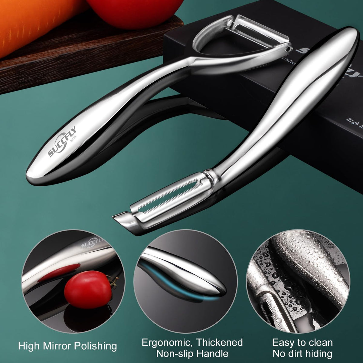 Vegetable Peeler Stainless Steel, Premium Potato Peeler for Kitchen