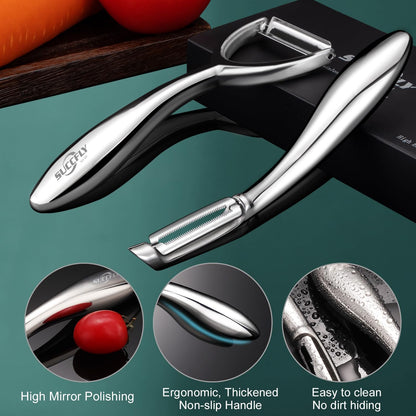 Vegetable Peeler Stainless Steel, Premium Potato Peeler for Kitchen