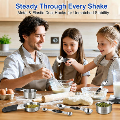 Magnetic Measuring Cups and Spoons Set-Heavy Duty 304 Stainless Steel Cups