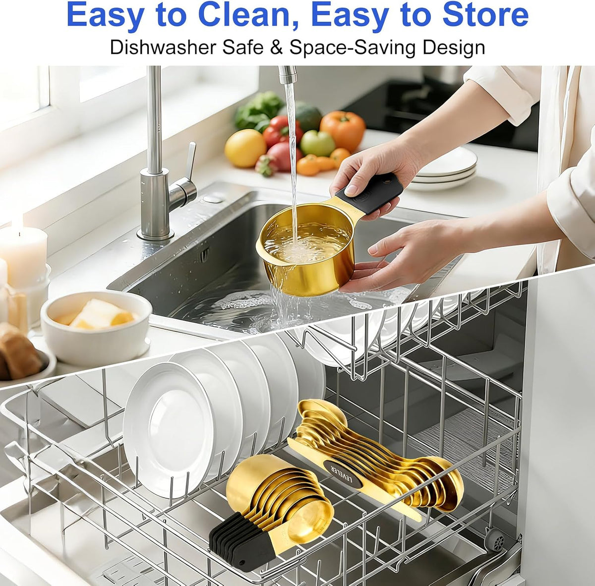 Magnetic Measuring Cups and Spoons Set-Heavy Duty 304 Stainless Steel Cups
