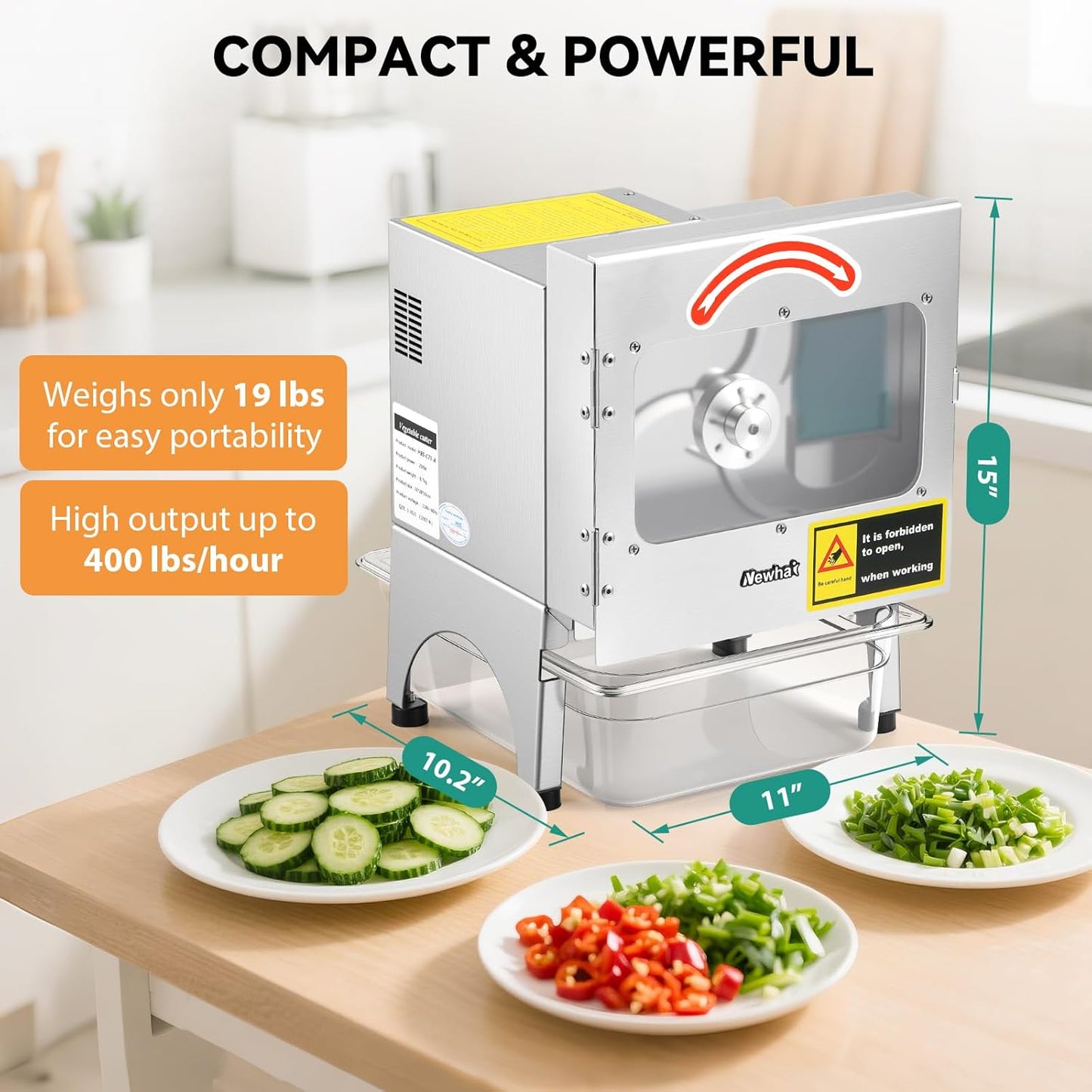 200W Commercial Vegetable Slicer Machine Electric Automatic Veggie Fruit Cutter 400lb/h with Conveyor Belt 1-35mm Thickness Adjustable for Cucumber Scallion Green Bean Banana 110volt