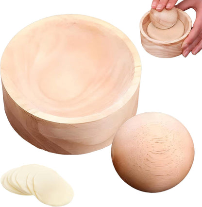Wood Dumpling Skin Press Tool - Dough Maker for DIY Steamed Buns, Pies - Reusable and Portable Kitchen Gadget for Homemade Chinese Food Baking
