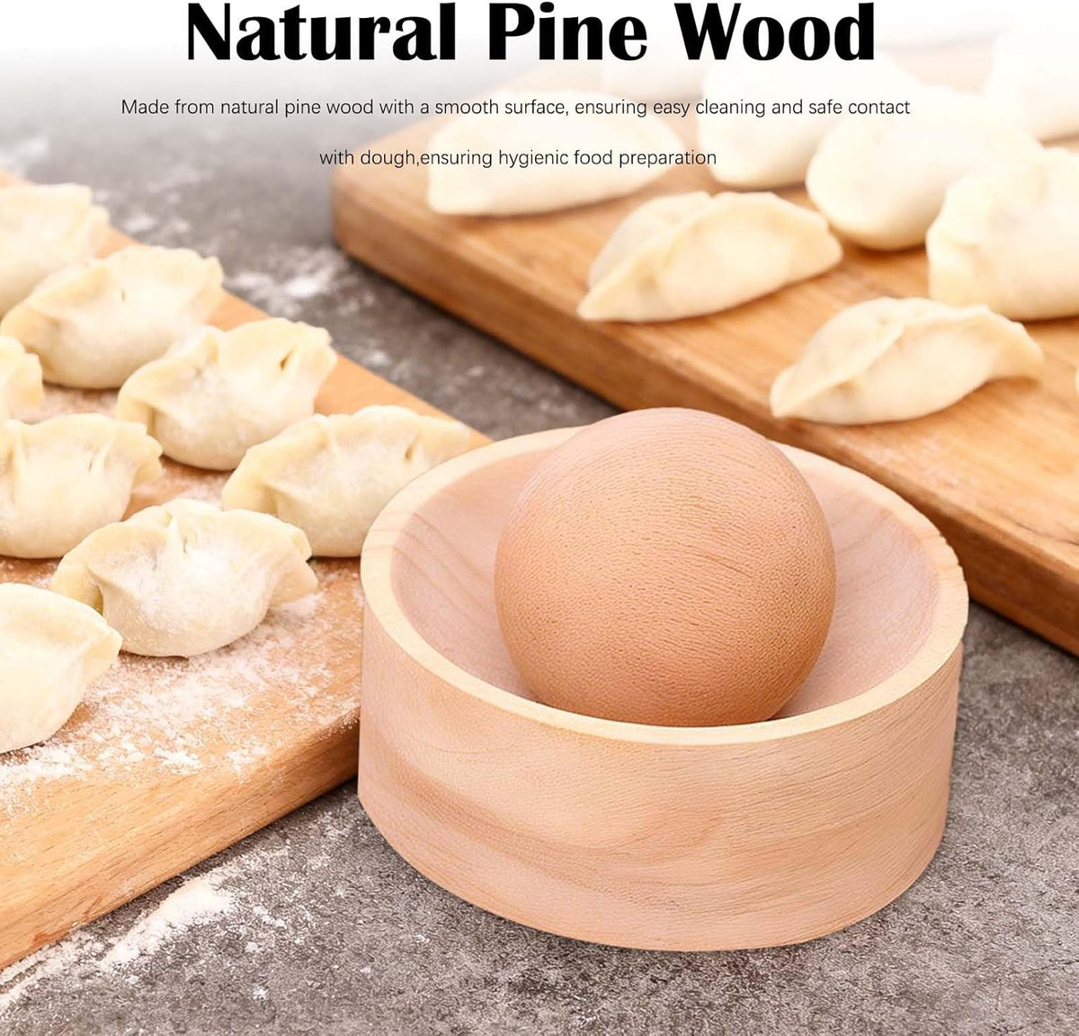Wood Dumpling Skin Press Tool - Dough Maker for DIY Steamed Buns, Pies - Reusable and Portable Kitchen Gadget for Homemade Chinese Food Baking