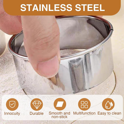 6 Pcs Round Cookie Cutter Set (2, 3, 3.5, 4, 5, 6 Inch) Metal Stainless Steel Large Circle Cookie Cutters Biscuit Cutter for Baking Tools Dough Cake Pastry Donuts Fondant Circle Cutting Ring Molds