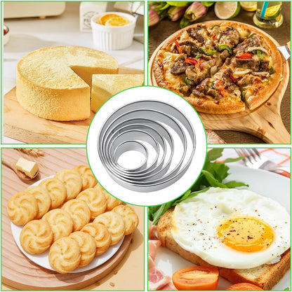 6 Pcs Round Cookie Cutter Set (2, 3, 3.5, 4, 5, 6 Inch) Metal Stainless Steel Large Circle Cookie Cutters Biscuit Cutter for Baking Tools Dough Cake Pastry Donuts Fondant Circle Cutting Ring Molds