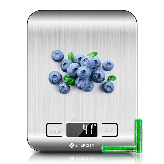 Food Kitchen Scale, Digital Grams and Ounces, 11lb | Tare function, ideal for baking, weight loss, keto, meal prep, packages, liquids and jewelry, 304 Stainless Steel