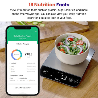 Food Kitchen Scale, Digital Grams and Ounces, 11lb | Tare function, ideal for baking, weight loss, keto, meal prep, packages, liquids and jewelry, 304 Stainless Steel