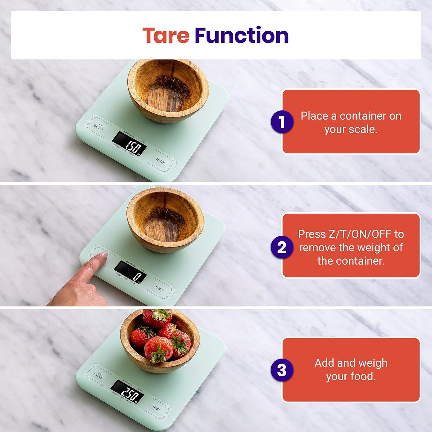 Food Kitchen Scale, Digital Grams and Ounces, 11lb | Tare function, ideal for baking, weight loss, keto, meal prep, packages, liquids and jewelry, 304 Stainless Steel
