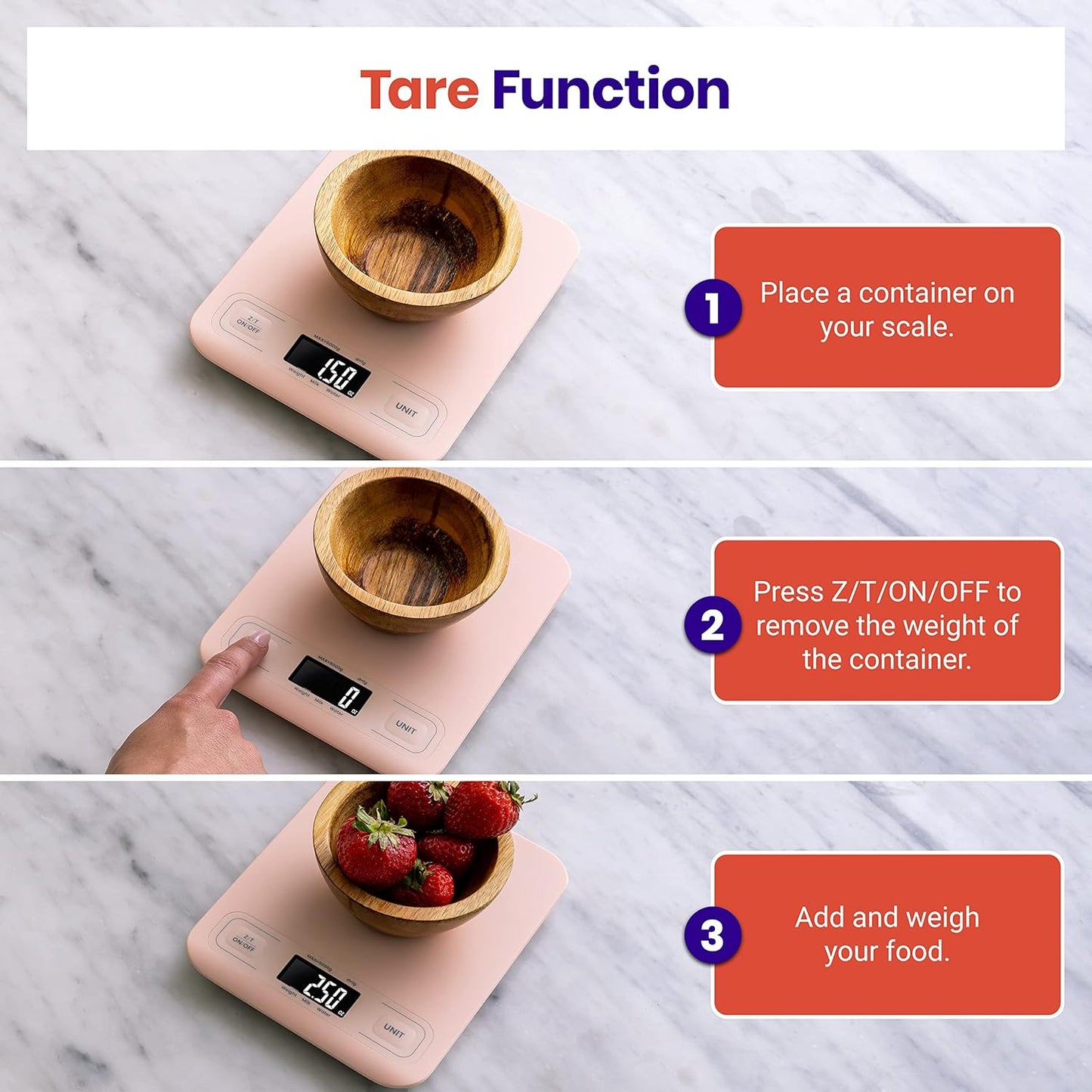 Food Kitchen Scale, Digital Grams and Ounces, 11lb | Tare function, ideal for baking, weight loss, keto, meal prep, packages, liquids and jewelry, 304 Stainless Steel