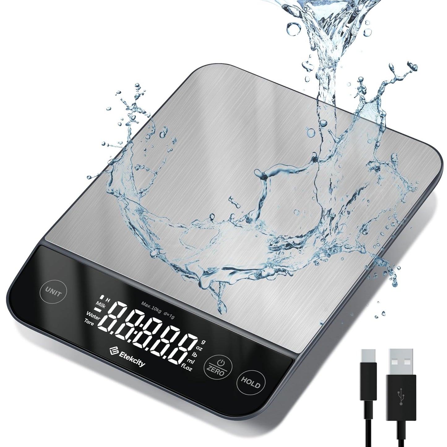 Food Kitchen Scale, Digital Grams and Ounces, 11lb | Tare function, ideal for baking, weight loss, keto, meal prep, packages, liquids and jewelry, 304 Stainless Steel