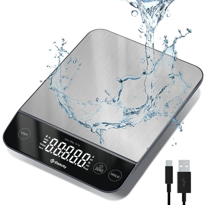 Food Kitchen Scale, Digital Grams and Ounces, 11lb | Tare function, ideal for baking, weight loss, keto, meal prep, packages, liquids and jewelry, 304 Stainless Steel