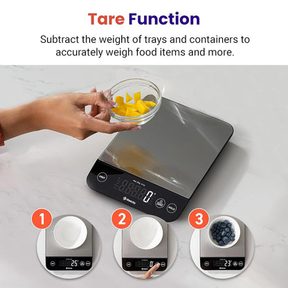 Food Kitchen Scale, Digital Grams and Ounces, 11lb | Tare function, ideal for baking, weight loss, keto, meal prep, packages, liquids and jewelry, 304 Stainless Steel