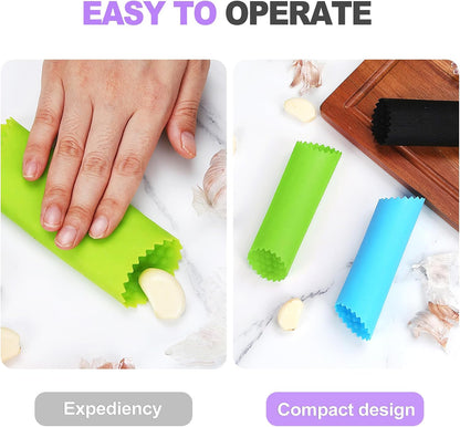 3pcs Silicone Garlic Peeler Tube Roller - Garlic Peeler, Roller, Rocker, Skin Remover Tool, Easy Clean Kitchen Gadget for Chefs Home Cooking