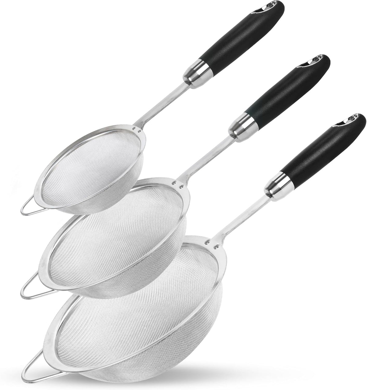 304 Stainless Steel Fine Mesh Strainer Set, 3 Sizes, 30 Mesh