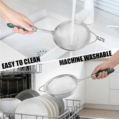 304 Stainless Steel Fine Mesh Strainer Set, 3 Sizes, 30 Mesh