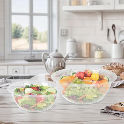 Mixing Bowl Set,2 Pcs Clear Plastics Salad Bowl with Lids,BPA-Free Kitchen Essentials for Cooking Baking Bowls with Non-Slip Bottom,Space-Saving Nesting Storage Bowls Not Dishwasher Safe