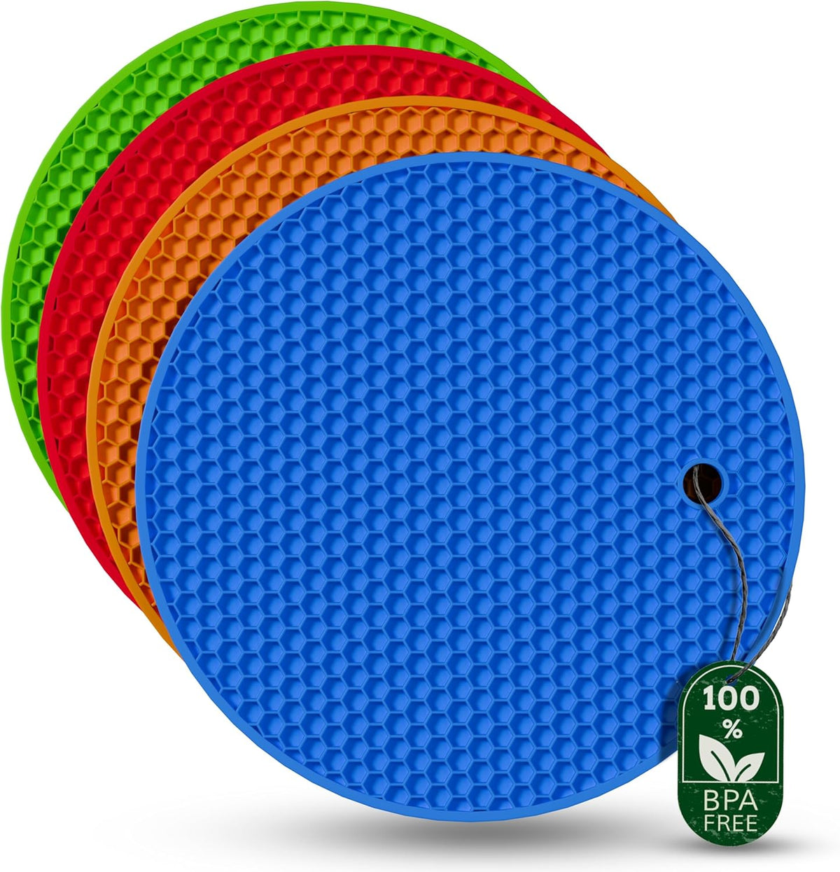 4 Pcs Thick Multicolored Trivets for Hot Dishes, Non Slip Hot Pot Holders, Kitchen Heat Resistant Silicone Pad, Extra Thick, Large.