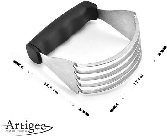 Stainless Steel Dough Blender | 5 Bladed Heavy Duty Professional Pastry Cutter, Mix, Blend & Cut, Medium Size