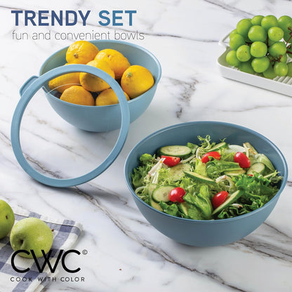Mixing Bowls with Lids - 12 Piece Plastic Nesting Bowls Set includes 6 Prep Bowls and 6 Lids, Microwave Safe Mixing Bowl Set, Black Embossed - Colors A