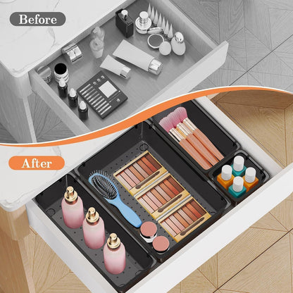 25 PCS Plastic Drawer Organizer, 4-Size Versatile Organizers, Clear Black