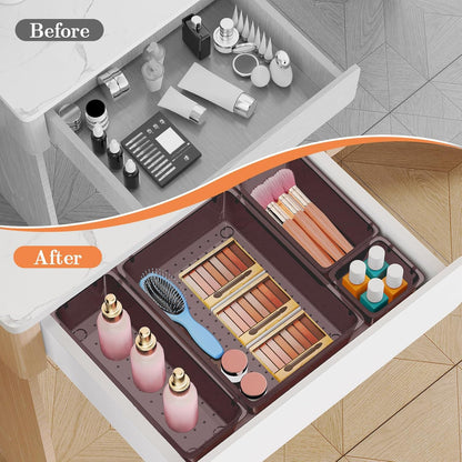 25 PCS Plastic Drawer Organizer, 4-Size Versatile Organizers, Clear Black