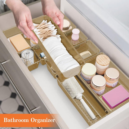 25 PCS Plastic Drawer Organizer, 4-Size Versatile Organizers, Clear Black