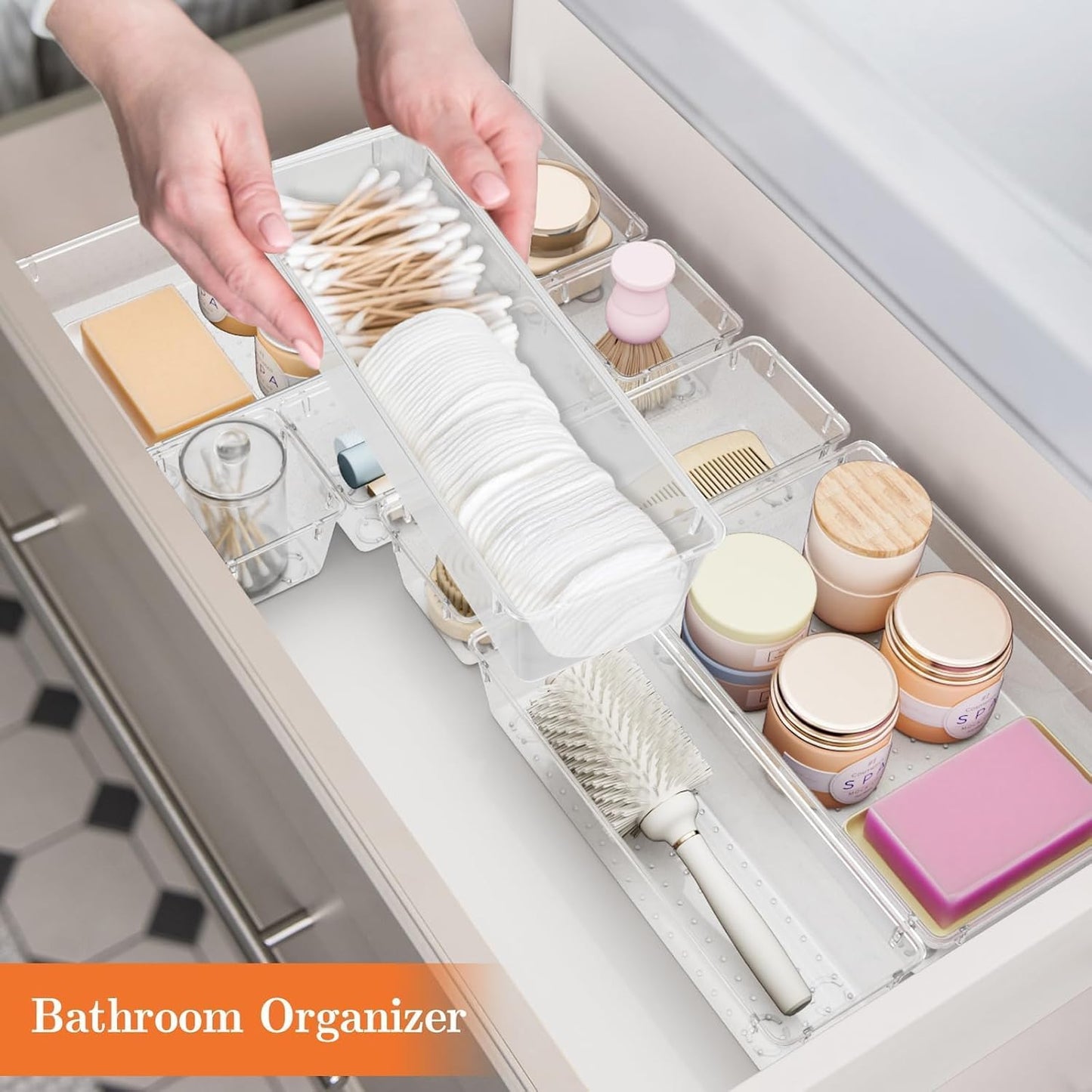 25 PCS Plastic Drawer Organizer, 4-Size Versatile Organizers, Clear Black