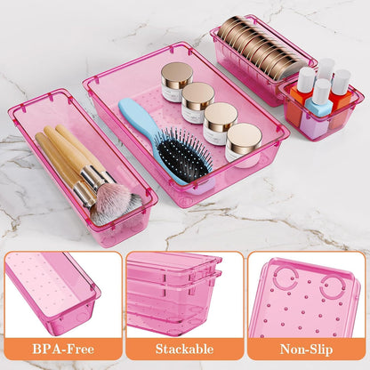 25 PCS Plastic Drawer Organizer, 4-Size Versatile Organizers, Clear Black