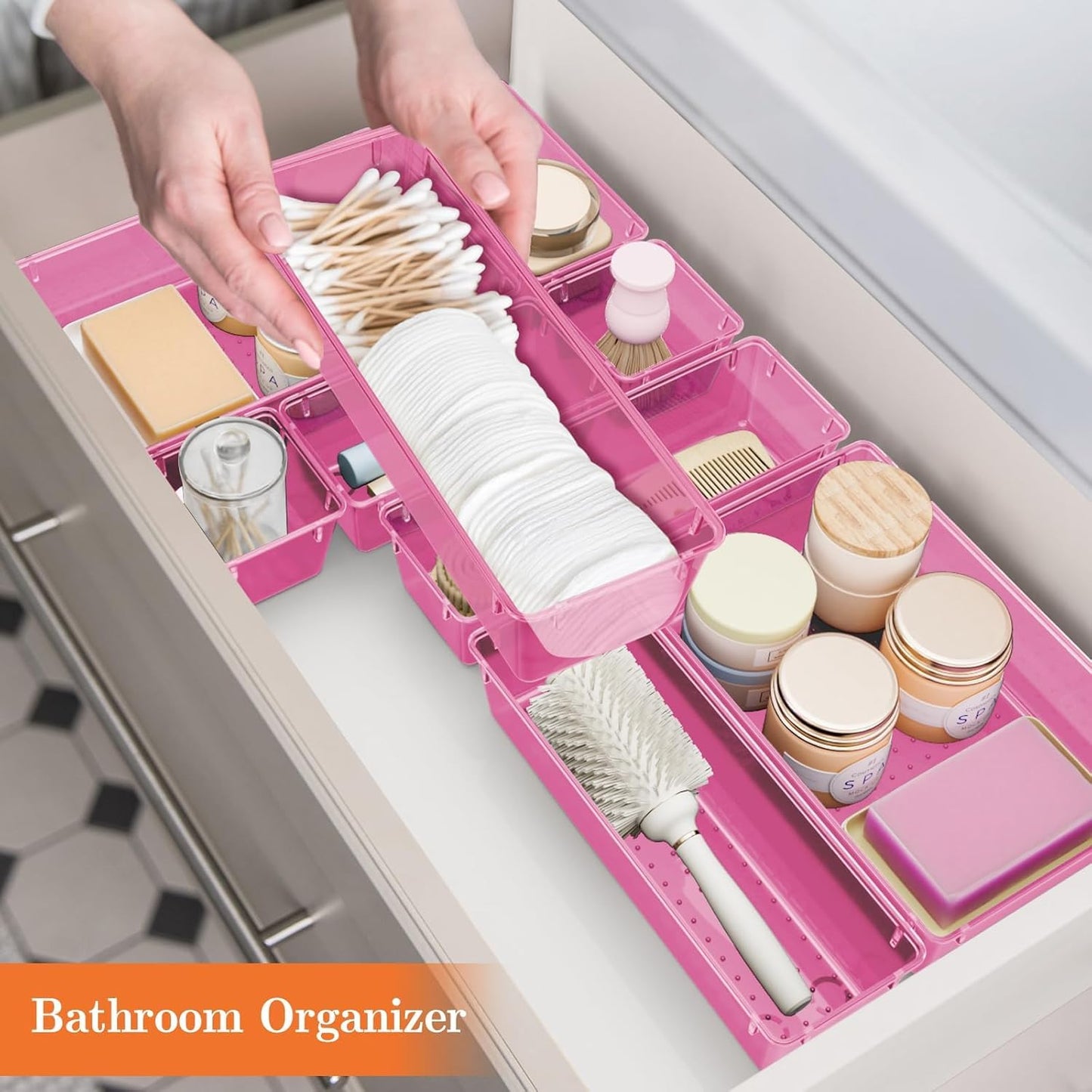 25 PCS Plastic Drawer Organizer, 4-Size Versatile Organizers, Clear Black